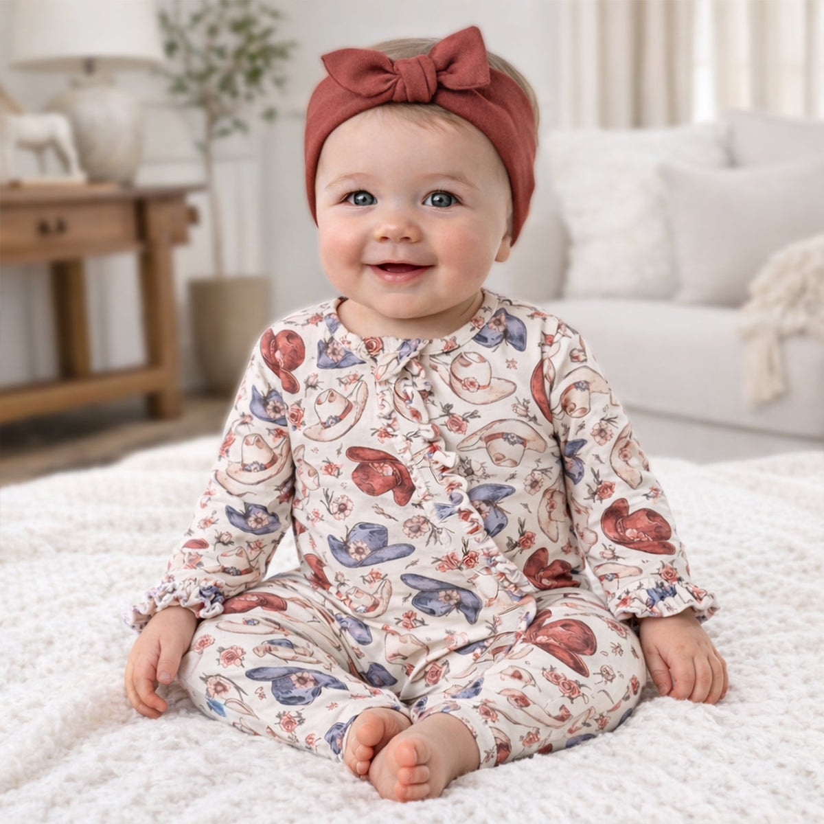 Wildflower Rodeo Cowgirl Baby Zipper Romper | Soft Bamboo