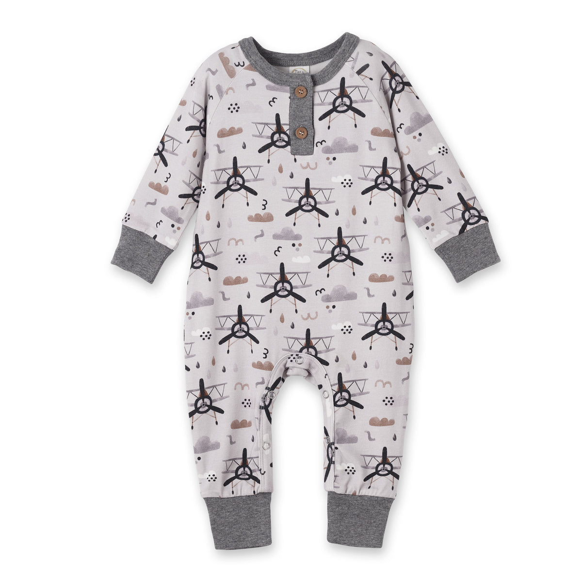 Airplane Henley Romper | Soft Bamboo Baby Outfit