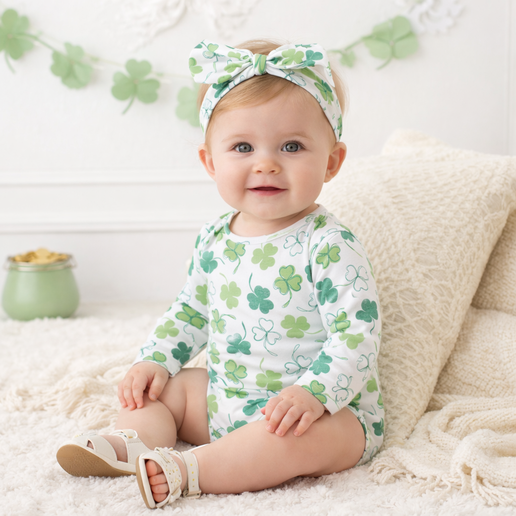 Shamrock Baby Bamboo Bodysuit | St. Patrick's Day Long Sleeve
