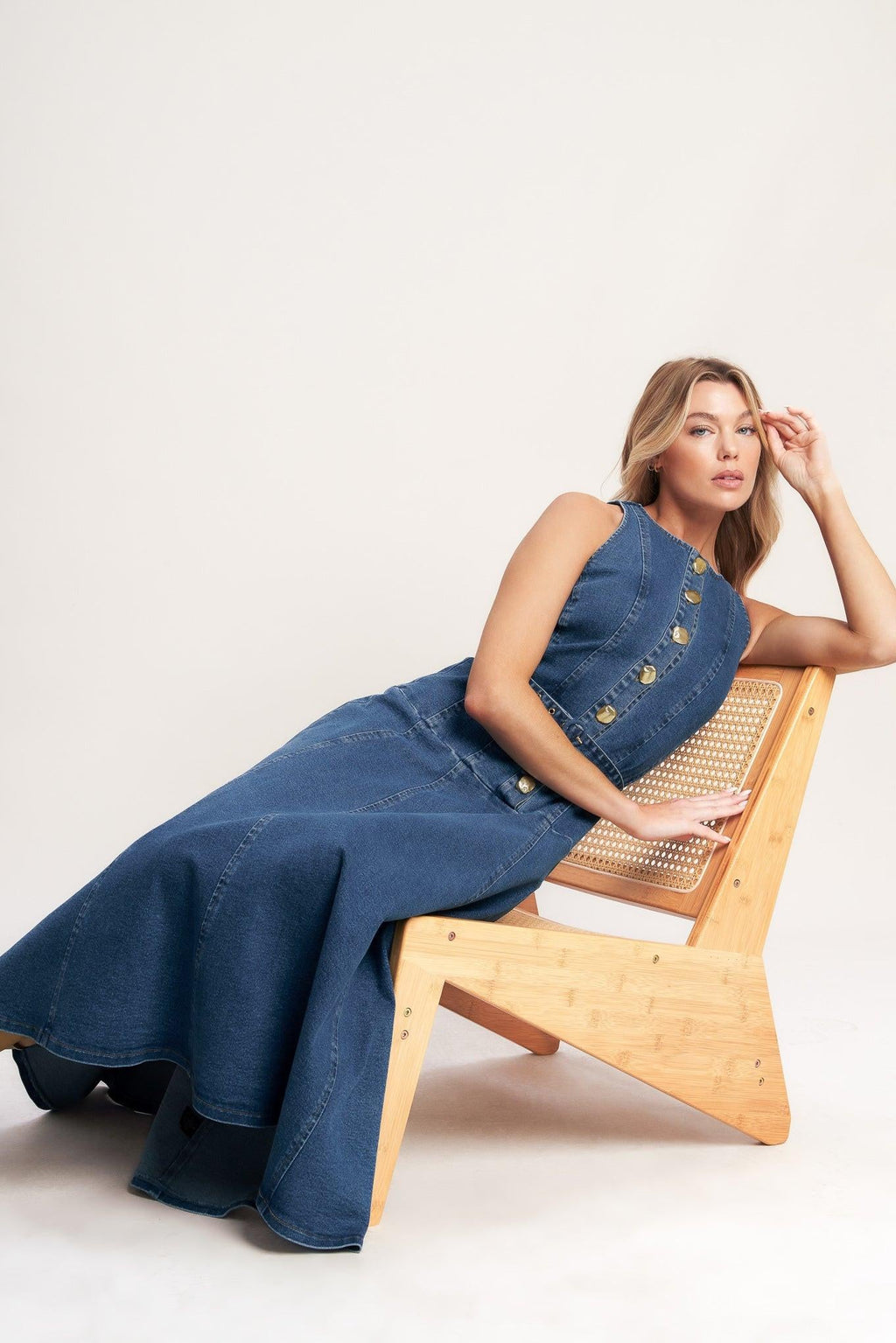 SUNDAY STROLL DENIM MIDI DRESS