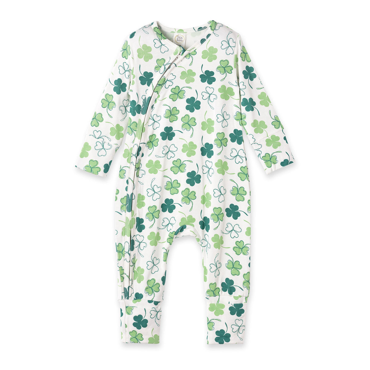Shamrock Baby Bamboo Zipper Romper | St. Patrick's Day Convertible Cuff