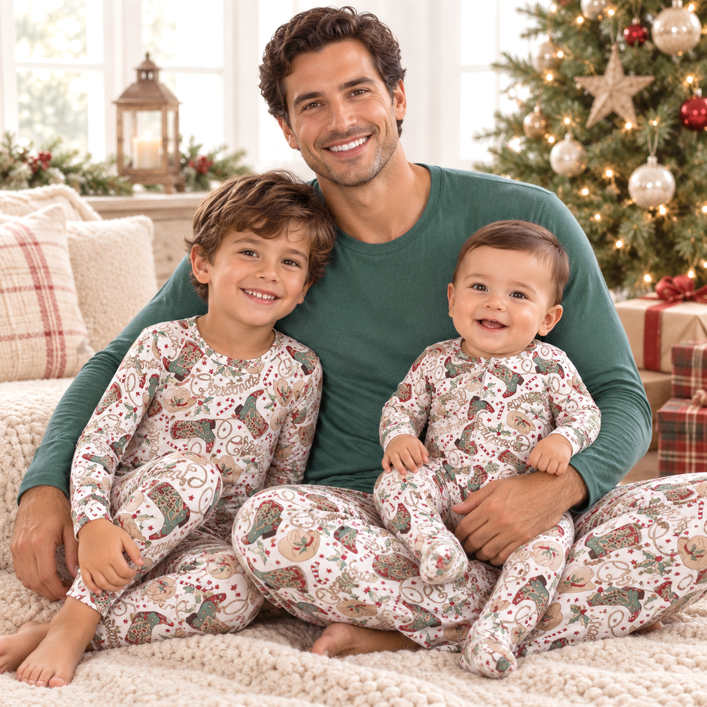 Western Christmas Bamboo Pajamas for Kids