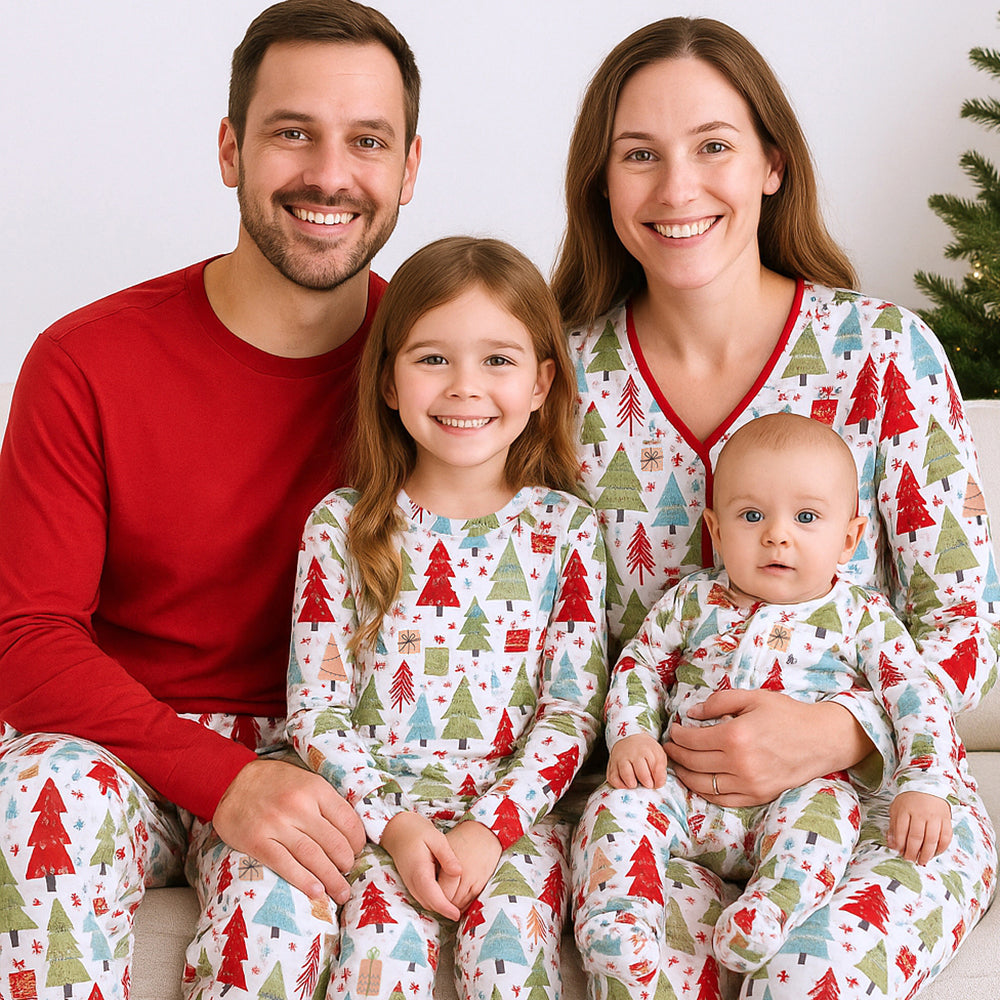 Christmas Merry Baby Bamboo Zipper Romper | Family Matching