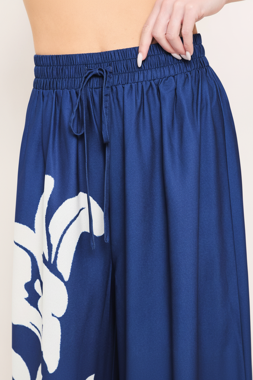 Coastal Bloom Wide Pants - Waist Detail