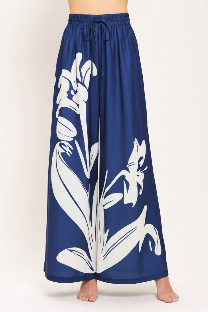 Coastal Bloom Wide Pants - Front Bare Feet