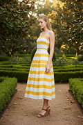 Honey Glow Midi Dress - Front Garden Brown Wedges