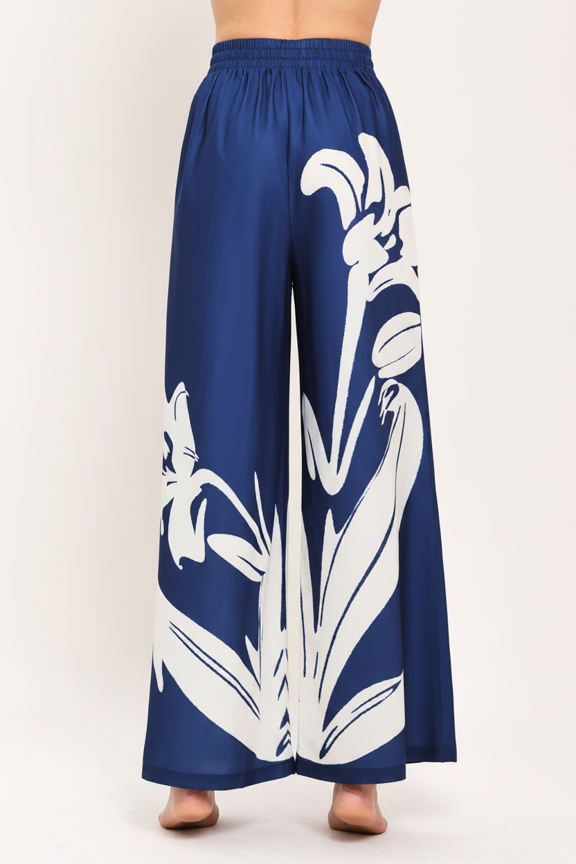 Coastal Bloom Wide Pants - Back Bare Feet