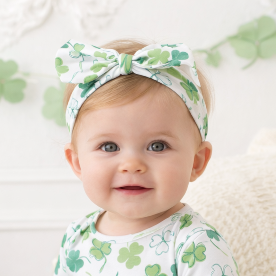 Shamrock Baby Girl Bamboo Bow Headband | St. Patrick's Day