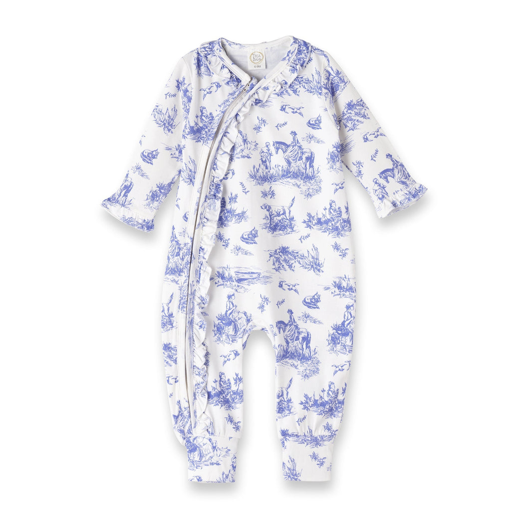 Toile de Jouy Baby Girl Bamboo Zipper Romper | Mommy and Me