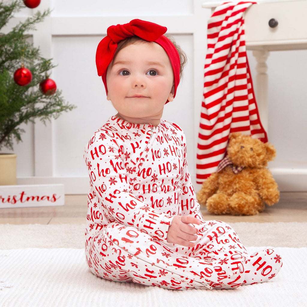 Christmas Ho Ho Ho Bamboo Baby Zipper Romper