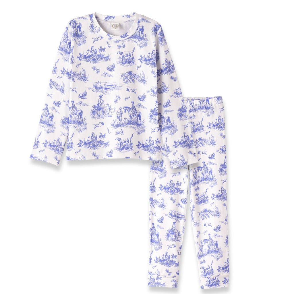 Toile de Jouy Girls Bamboo Pajama Set | Classic Blue and White
