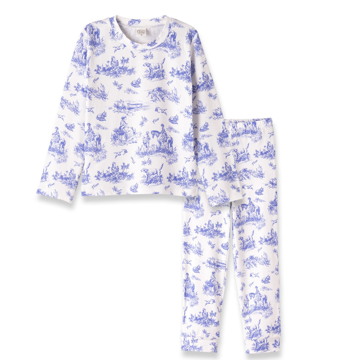 Toile de Jouy Girls Bamboo Pajama Set | Classic Blue and White